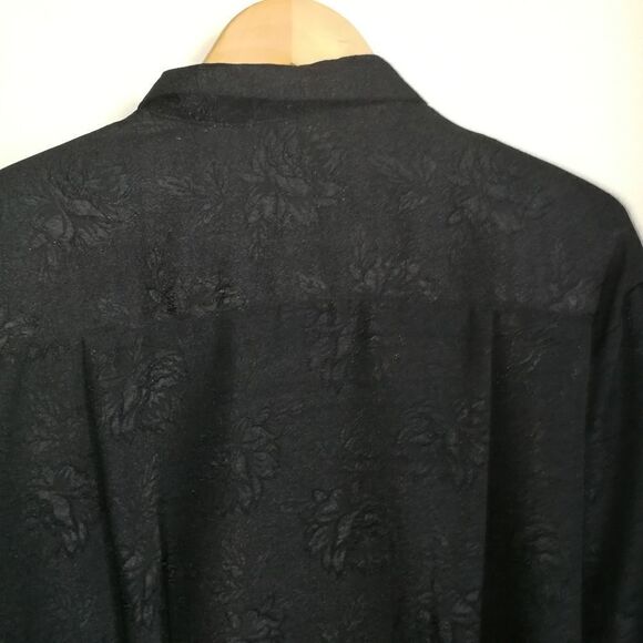 VINTAGE EATON 80 Black Secretary Style Flowy Oversized Button Front Blouse Large - Picture 8 of 14